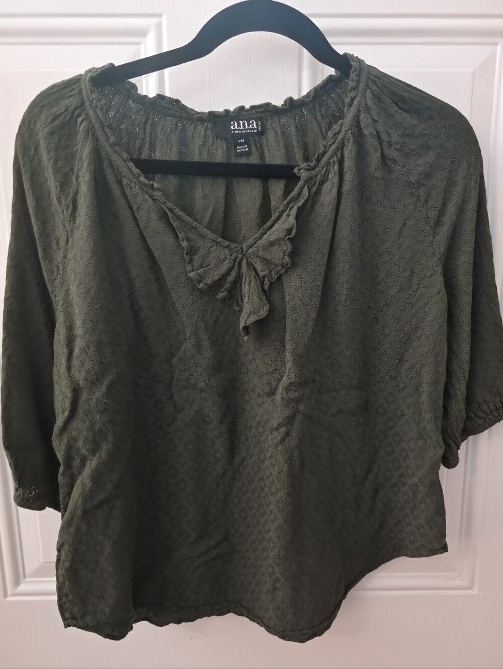 a.n.a Olive Green Textured Peasant Tunic